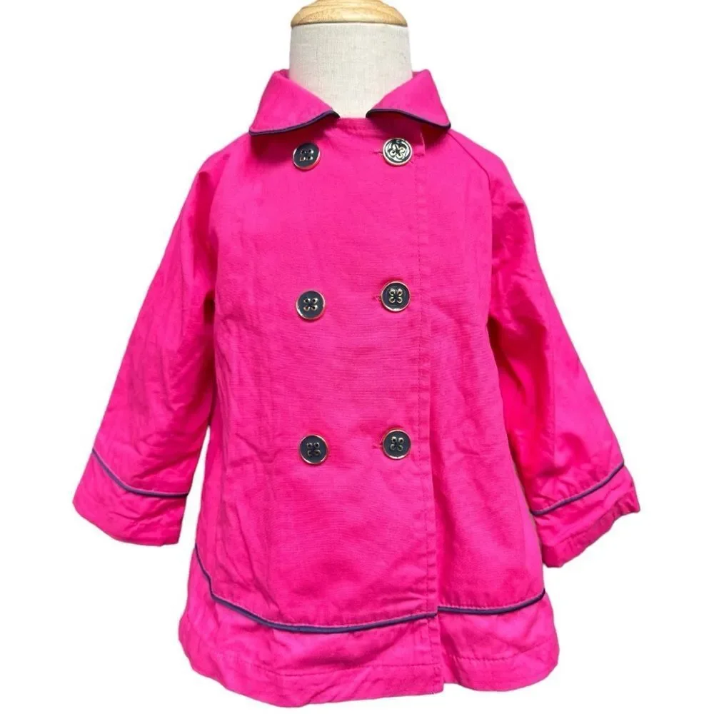 Little Me Girls Kids Pink Bow Back Button Up Collared Jacket. 18 Months. NEW.